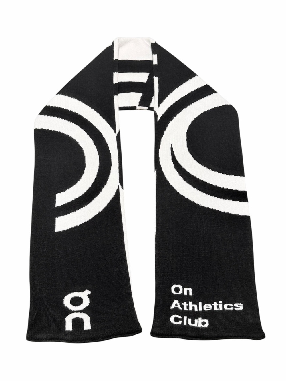 On Running Athletics Club Knit Scarf Black White Unisex - Picture 2 of 2